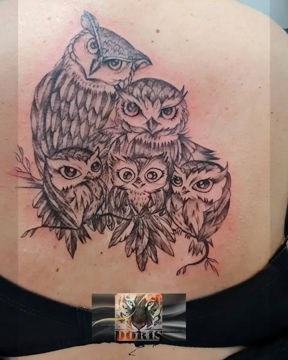 Owls family tattoo by doristattoo on DeviantArt