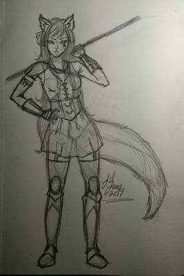 Fantasy Warrior Kitsune (Sketch)