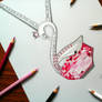 Charm Swan pink wine crystal Swarovski 3D Art