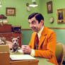 Mr.Bean with his desktop dog