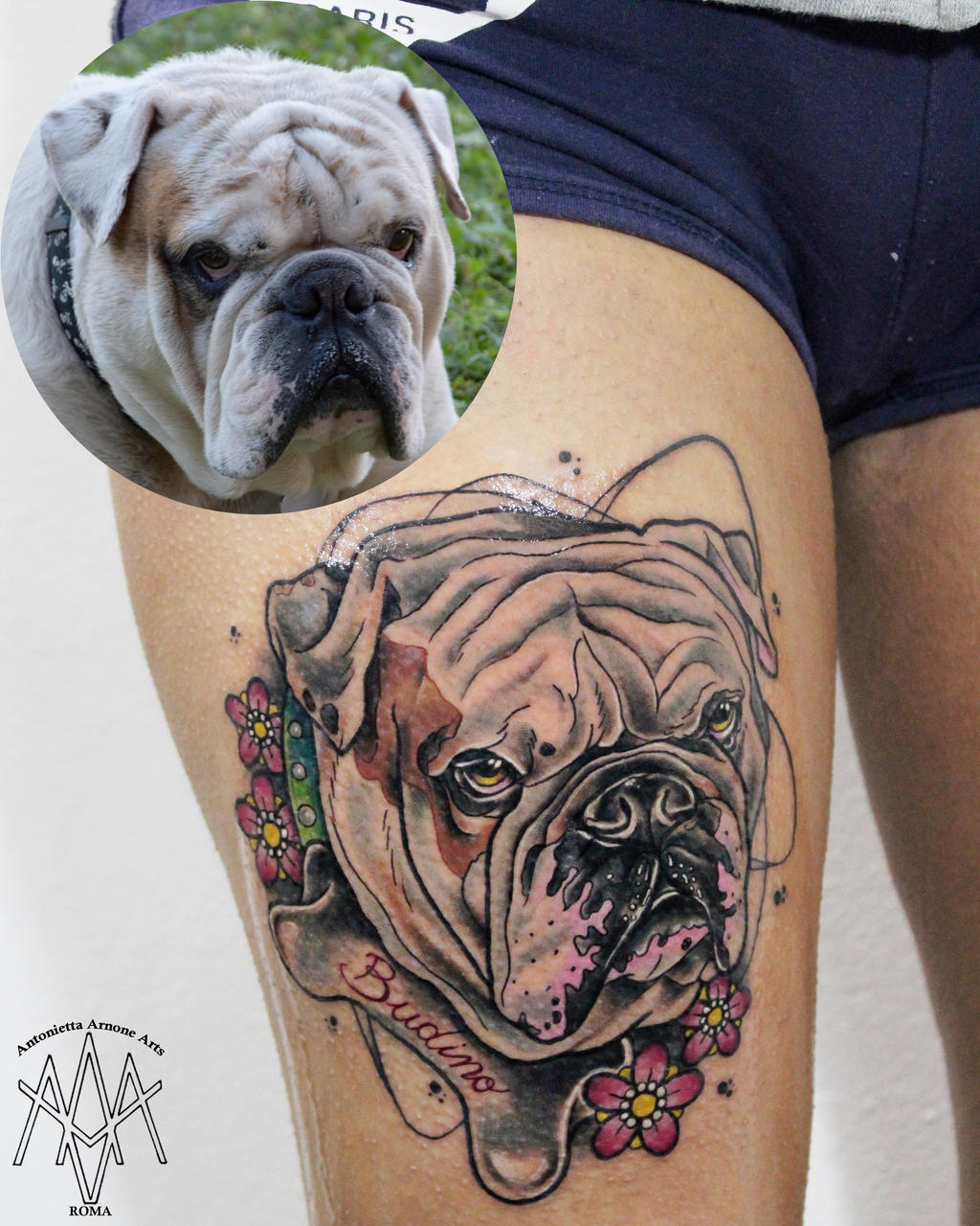 English bulldog tattoo by AntoniettaArnoneArts on DeviantArt