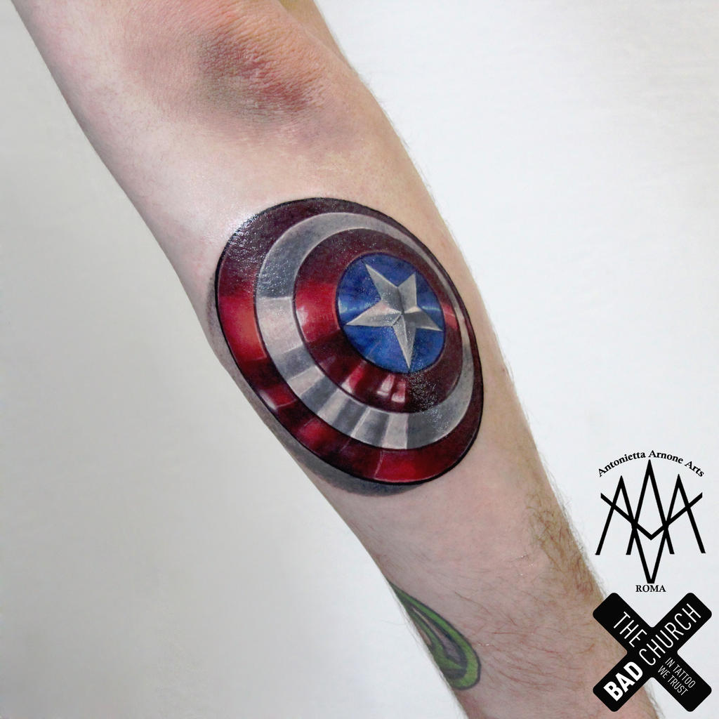 Captain America's shield tattoo by AntoniettaArnoneArts on DeviantArt