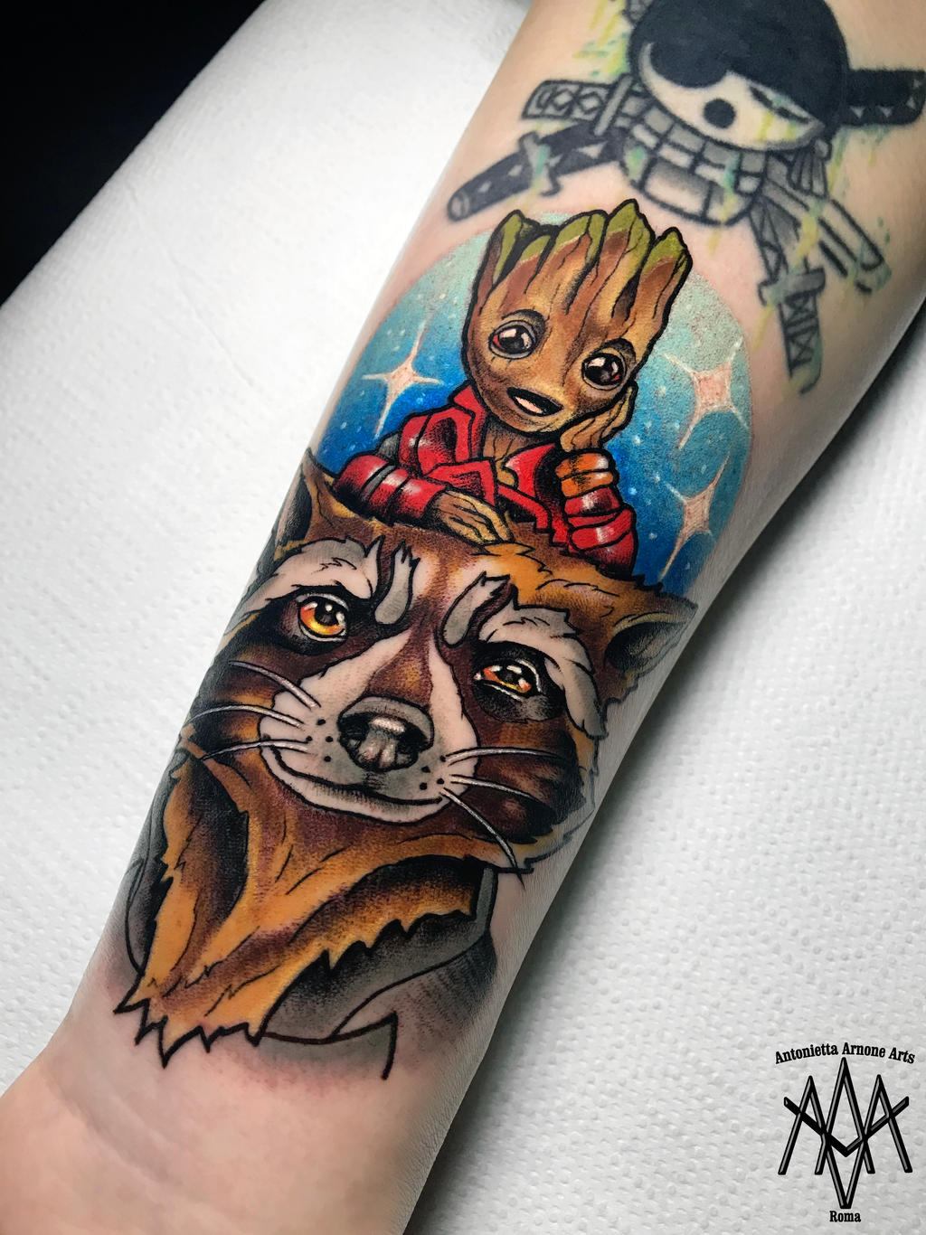 Rocket And Baby Groot Tattoo By Antoniettaarnonearts On Deviantart Rocket And Baby Groot Tattoo By Antoniettaarnonearts On Deviantart
