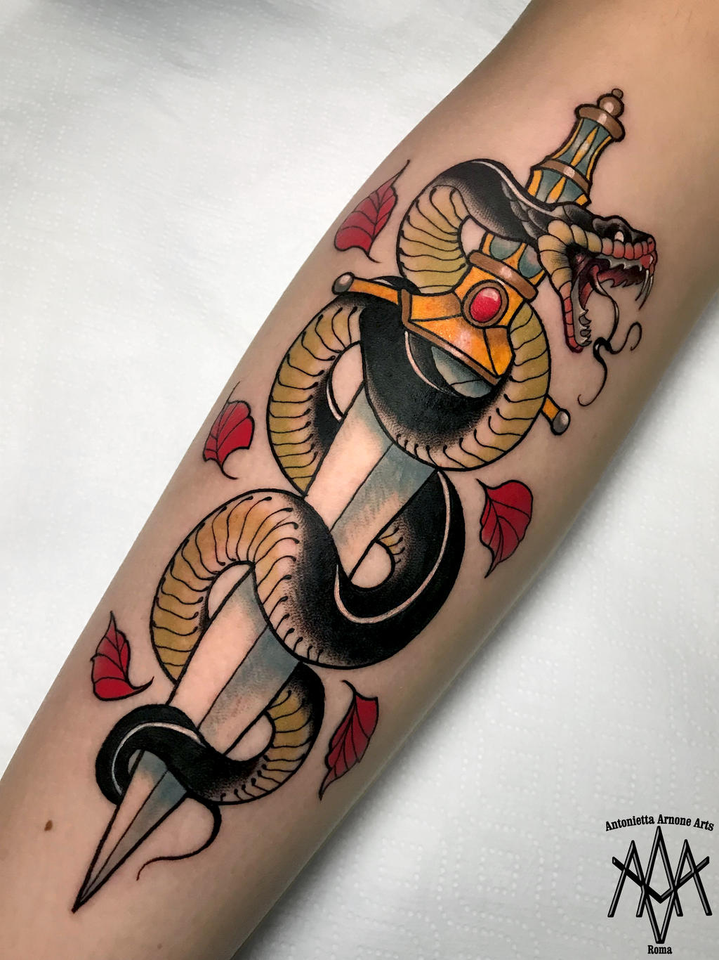 Neo traditional snake dagger tattoo by AntoniettaArnoneArts on DeviantArt