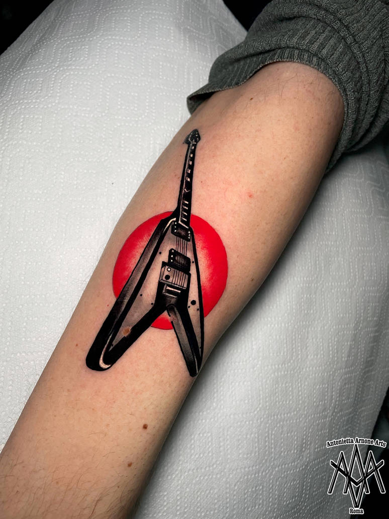 Flying V guitar tattoo by AntoniettaArnoneArts on DeviantArt