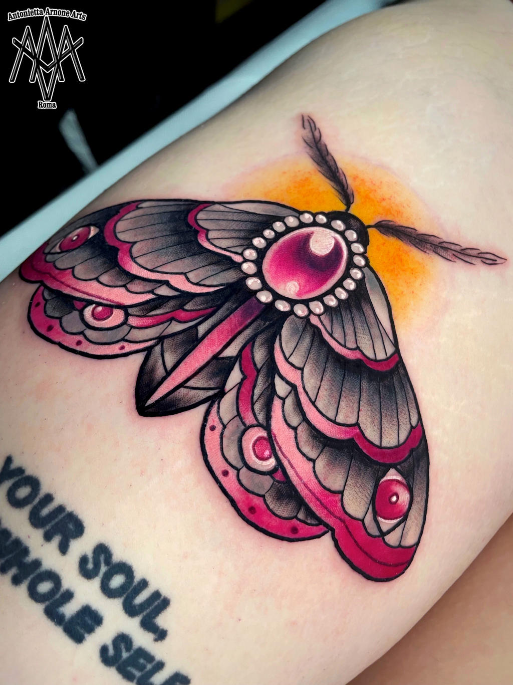 Neotraditional moth tattoo by AntoniettaArnoneArts on DeviantArt