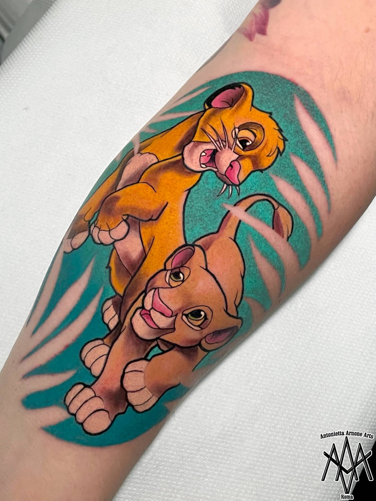 Simba and Nala, Lion King tattoo by AntoniettaArnoneArts on DeviantArt