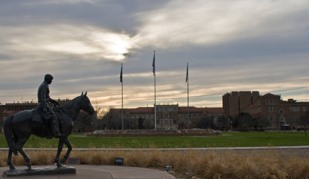 Texas Tech Will Rogers Statue Sunset