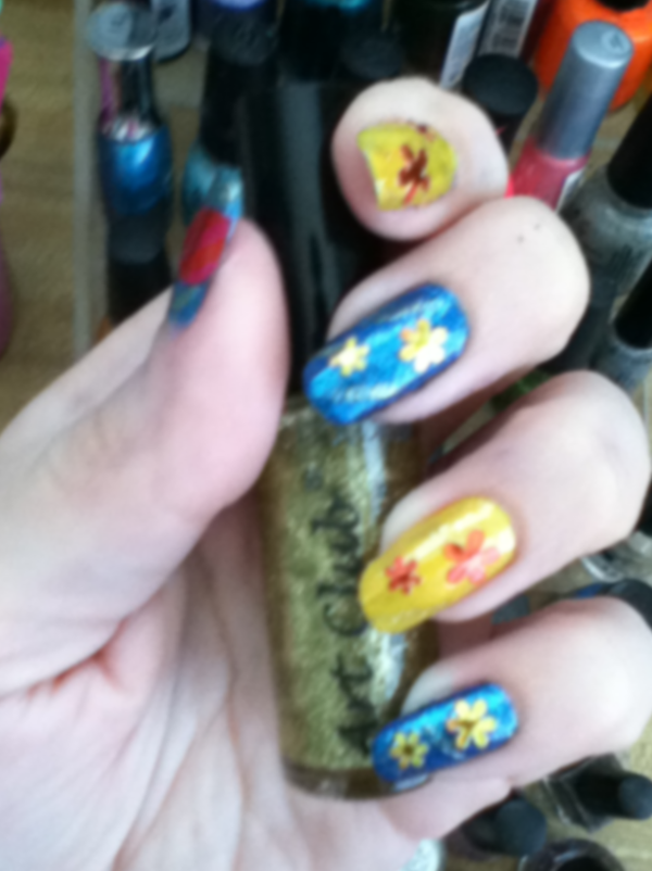 Blue and Yellow Nails 12