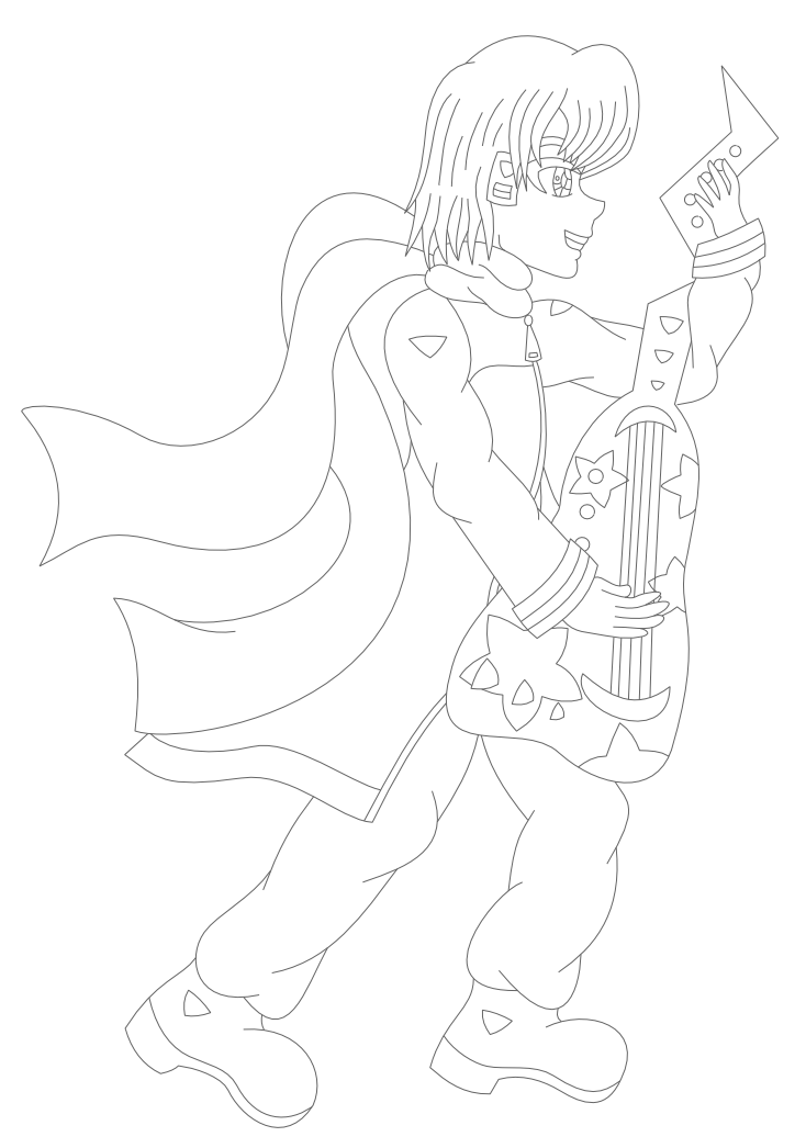 Vocaloids Kaito guitar lineart