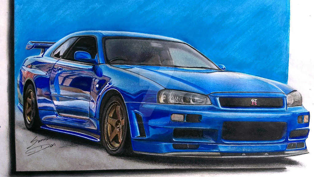 Nissan Skyline Drawing R34 From Fast And Furious By Sumandas094 On Deviantart