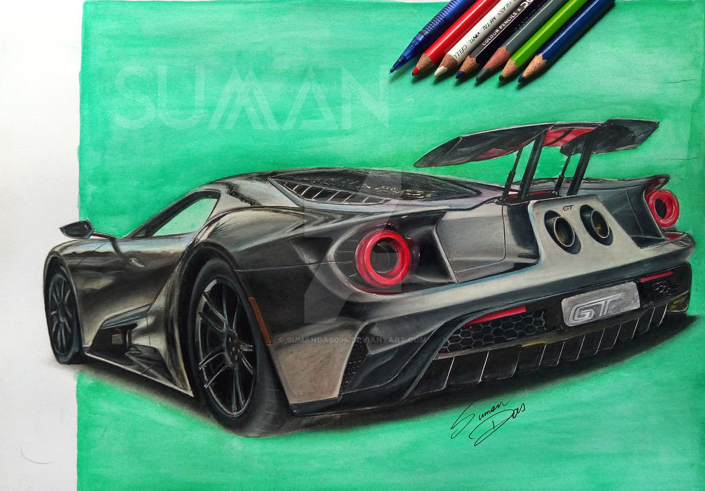 Ford Gt R Drawing 2017 Ford GT Drawing by sumandas094 on DeviantArt