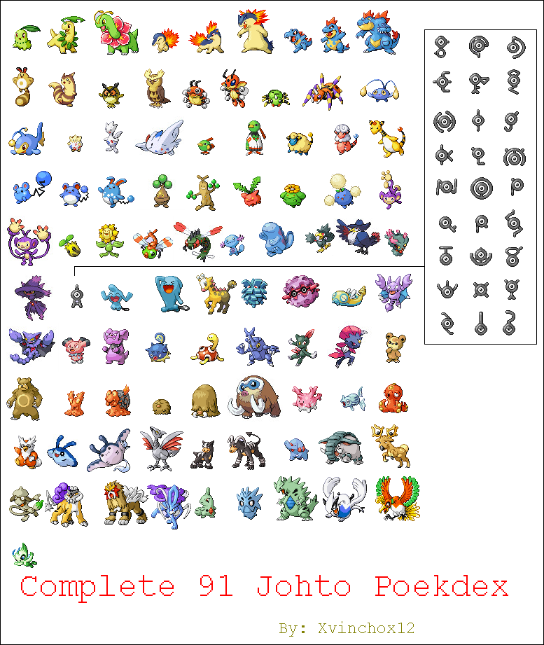 Complete Johto Pokedex by xvinchox12 on DeviantArt