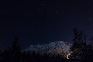 mountain with stars