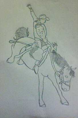 The Outline Of A Bronc Rider and Horse ( not done) by ...