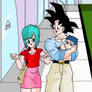 Bulma and goku walking