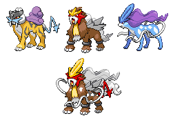 Pokemon: Raikou, Entei, Suicune by FallenAngelOfCrimson on DeviantArt