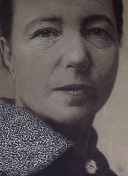 dessin fusain 70x50 cm - Simone de Beauvoir