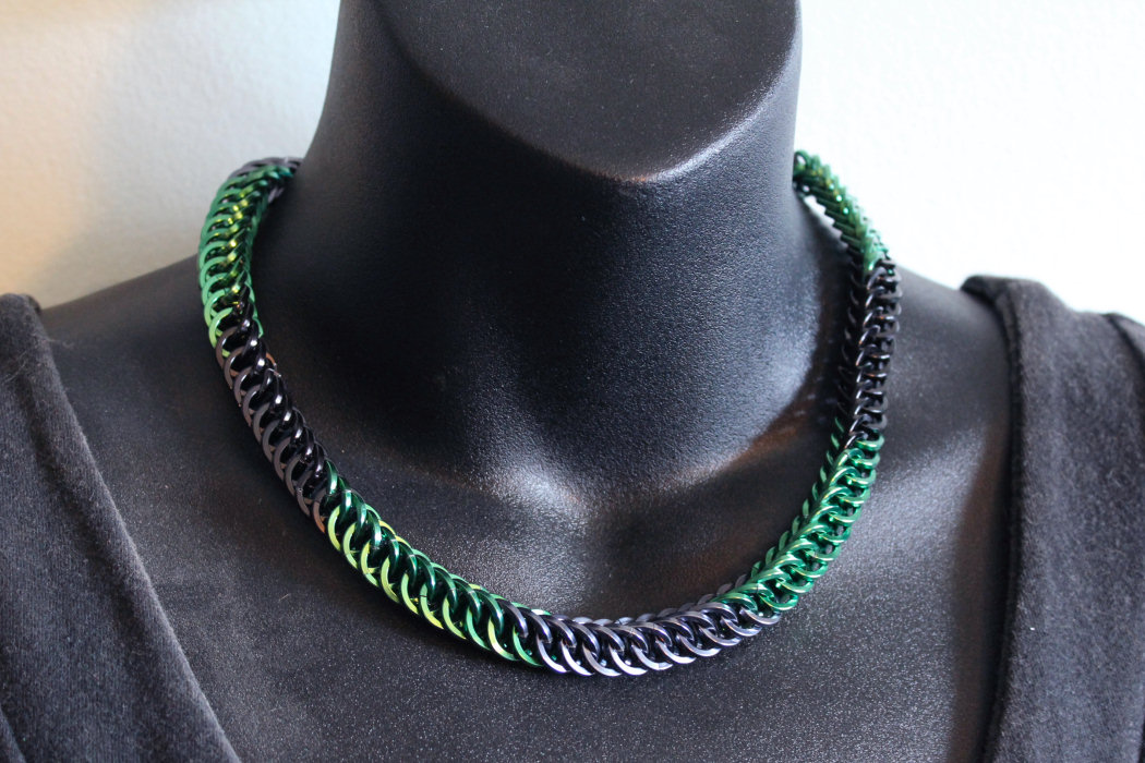 Green and Black Half Persian 4-1 Necklace