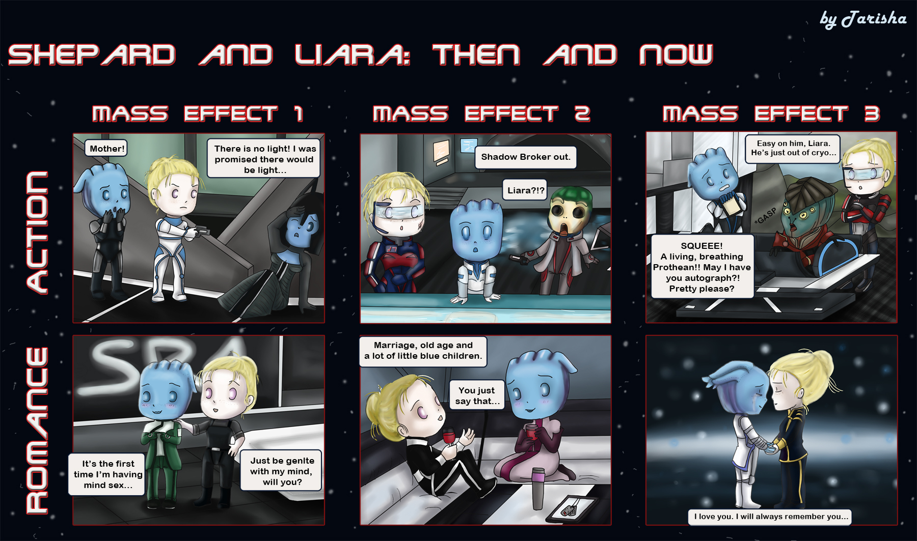 Shepard and Liara: Then and Now