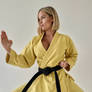 karate beauty in yellow gi