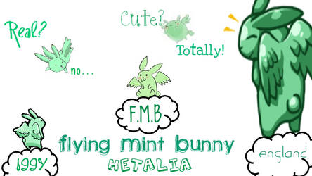 Flying Mint Bunny Wallpaper by Brunettebunny