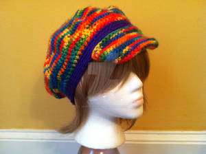 Crochet bow hat - Rainbow