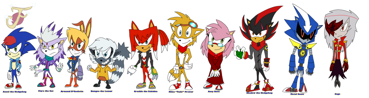 All the Sonic characters.  Freedom fighters, Sonic and shadow, Sonic heroes