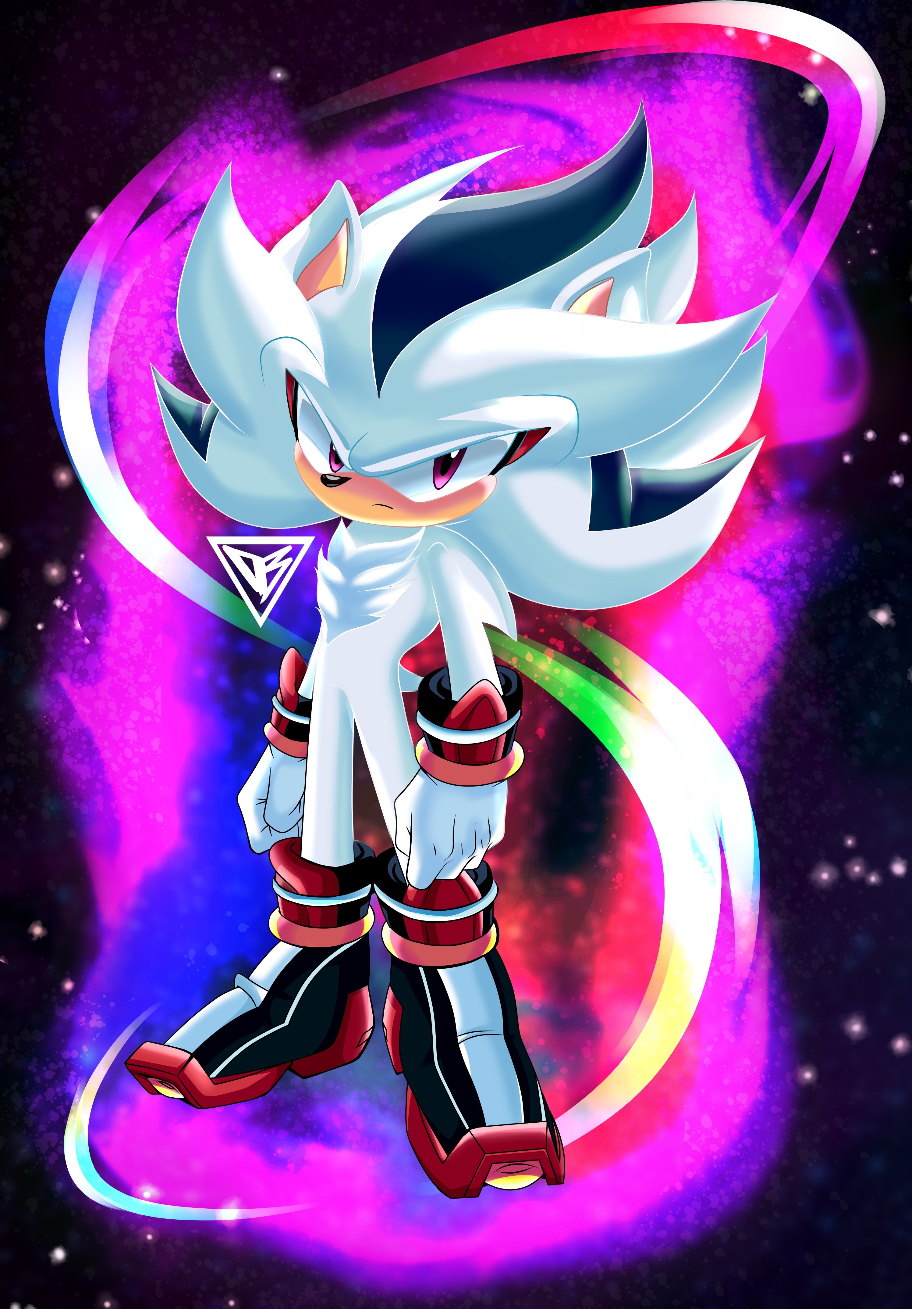 Fan art fusion of sonic, shadow, and silver. Reminds me of chakra