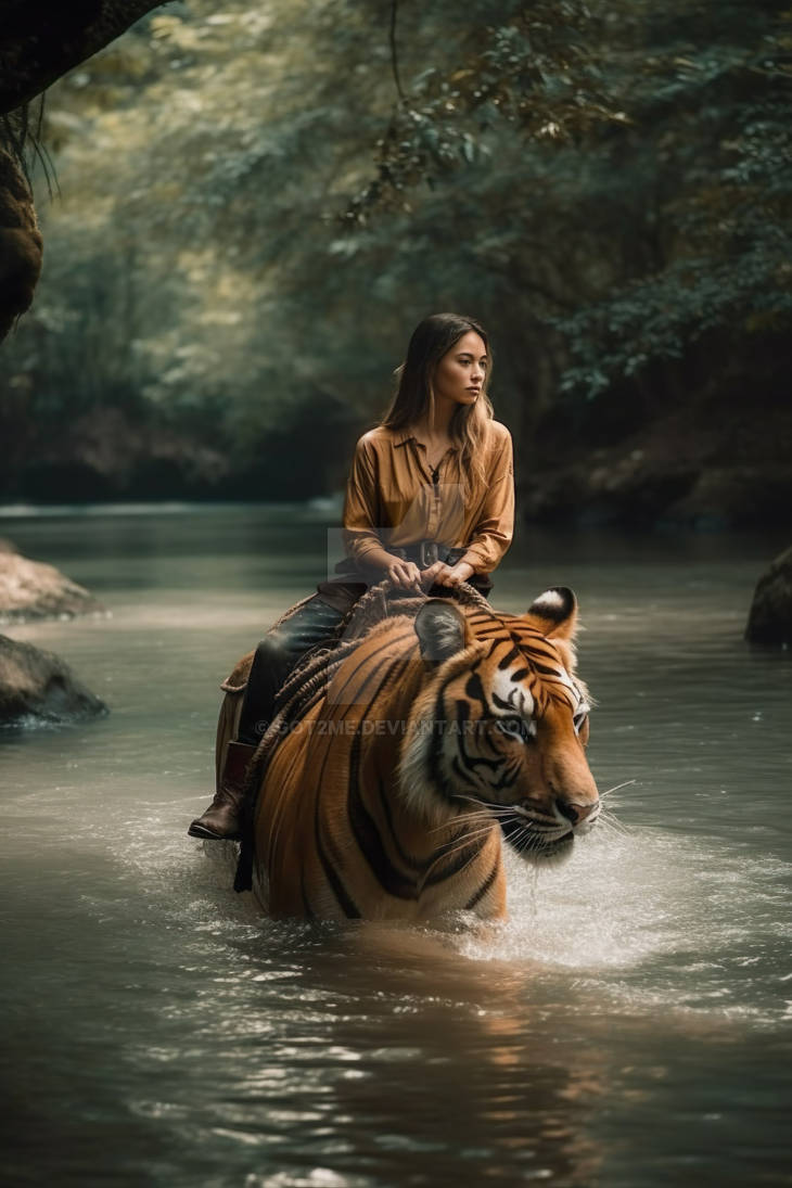 Peuple Rideing Liger Woman Riding A Tiger by got2me on DeviantArt