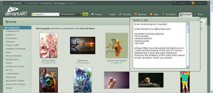 deviantART notepad suggestion