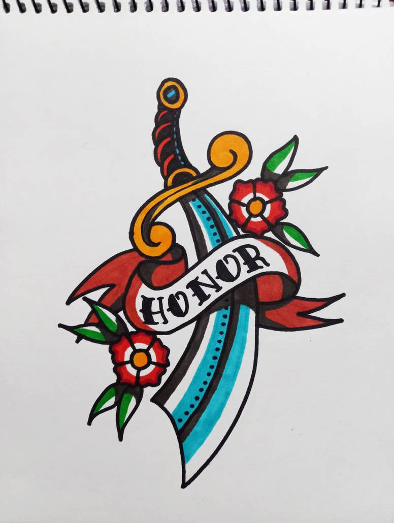 The honor scimitar American traditional tattoo by drawmort on DeviantArt