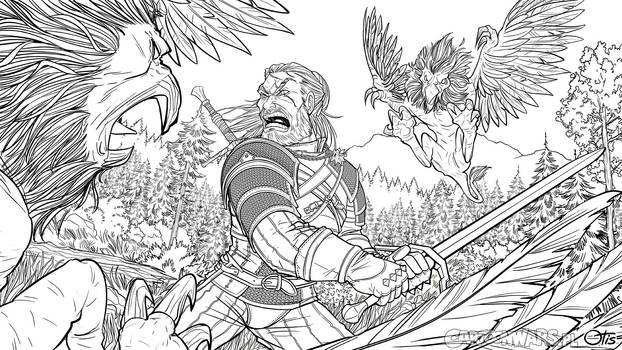 Witcher: Wild Hunt fan art without colors