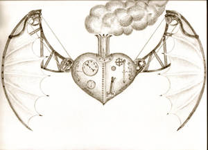 Steampunk flying heart