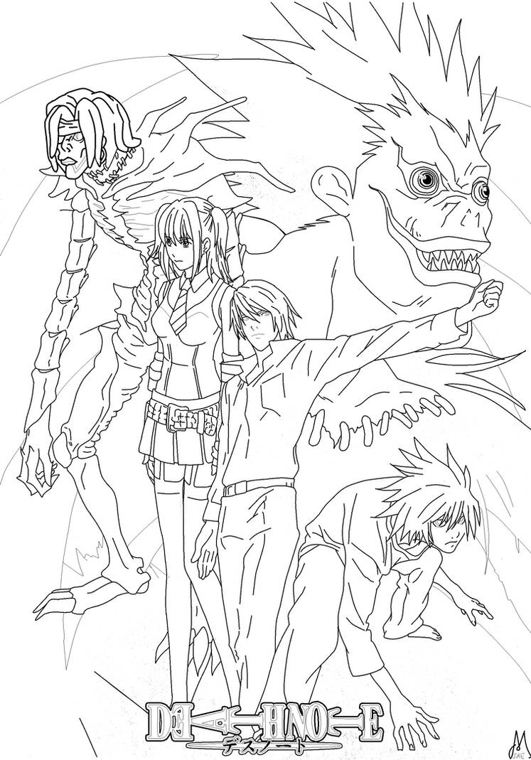 DeathNote Coloring page final by Boozhah on DeviantArt
