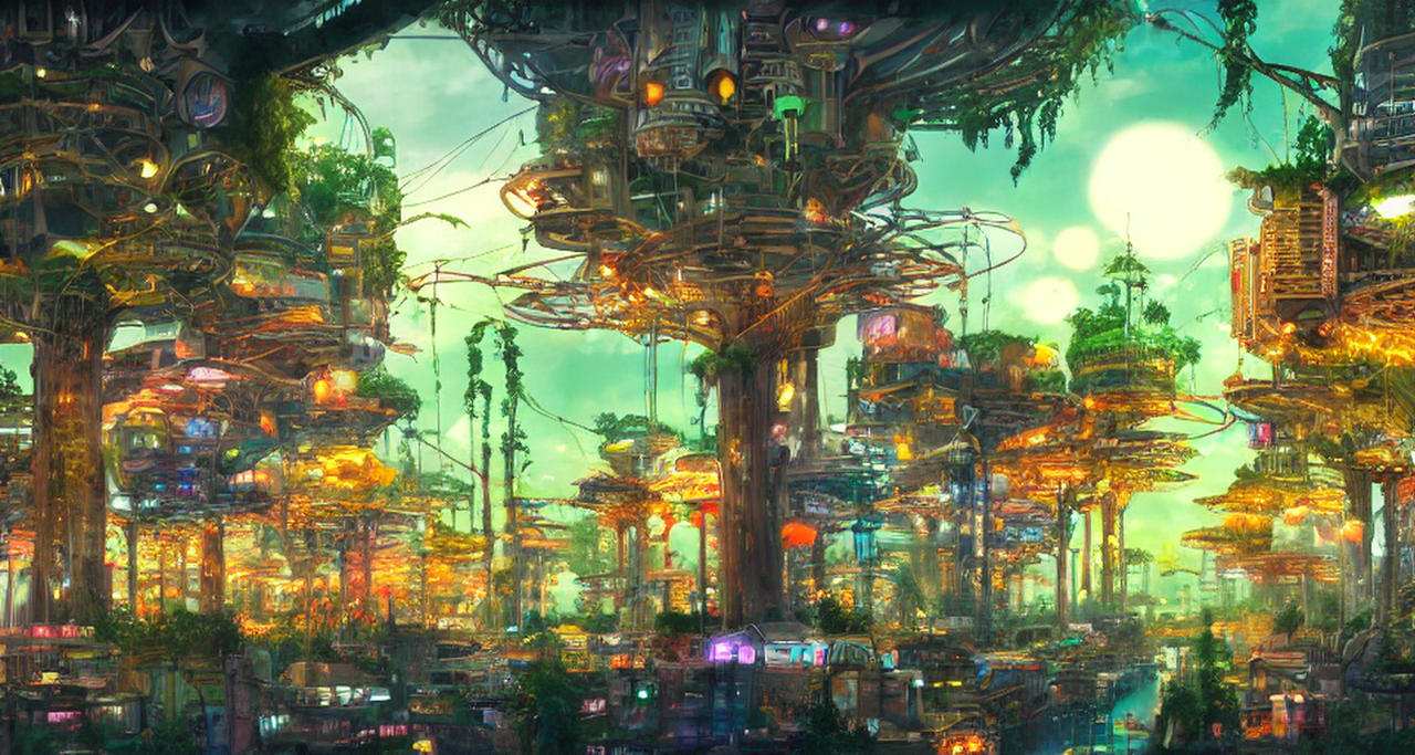 Solarpunk sci-fi tree city no.11 by PhonoForest on DeviantArt