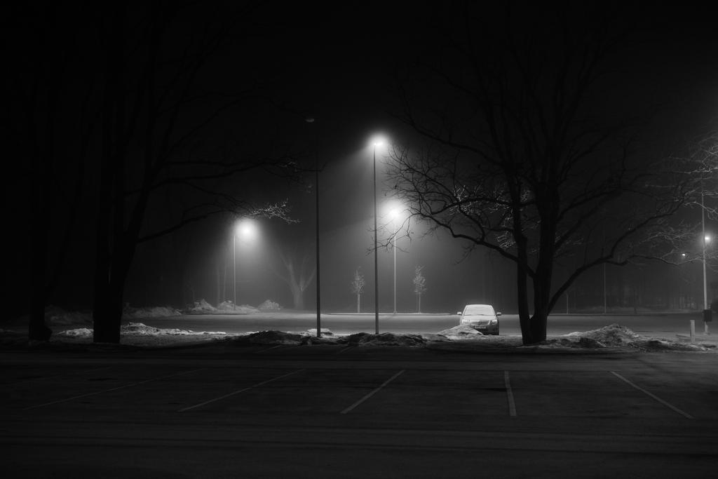 foggy parking lot