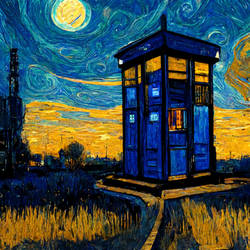 The Tardis in the style of Van Gogh