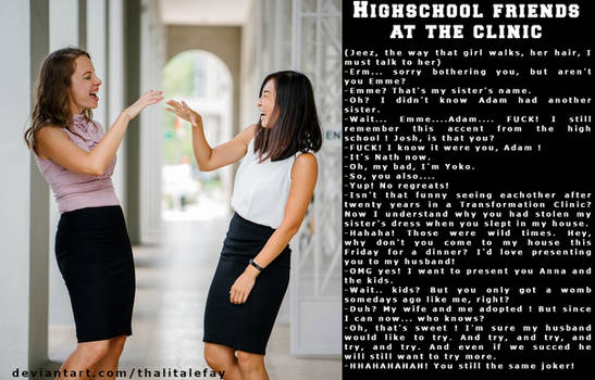 Highschool friends at the clinic - TG Caption