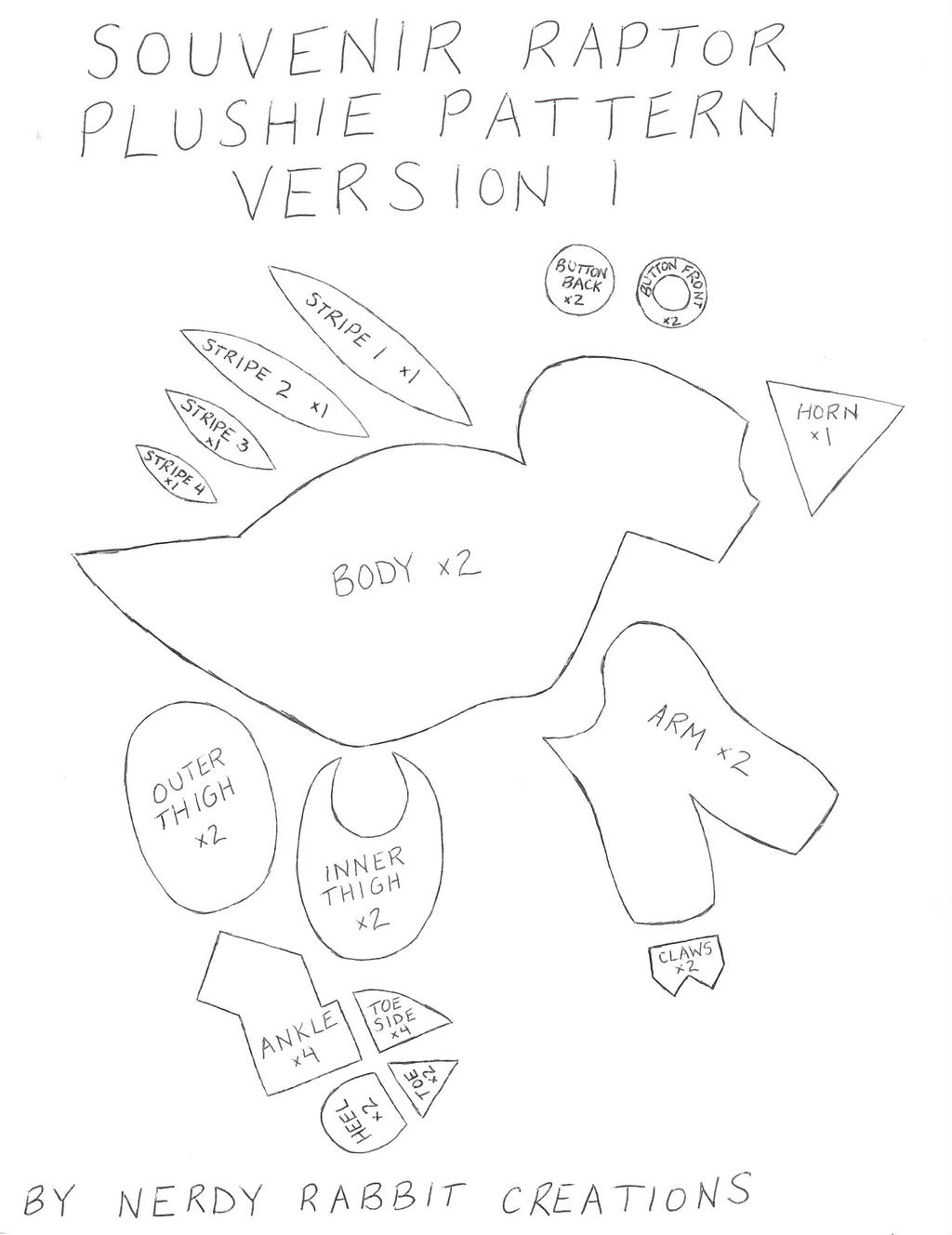 Free R Raptor Pattern Souvenir Raptor Plushie Pattern by NerdyRabbitCreations on DeviantArt