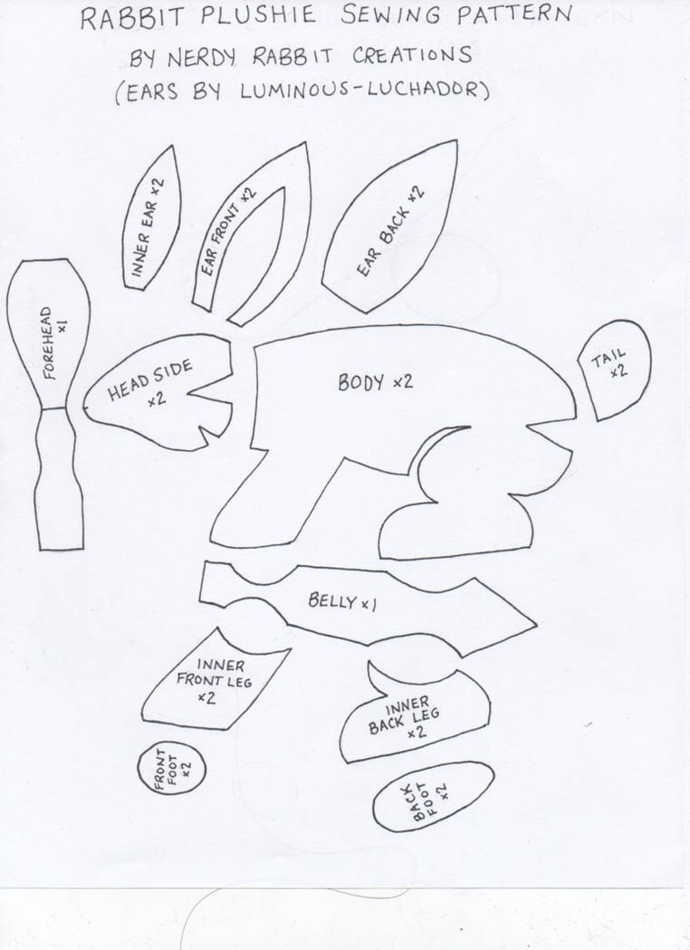 Rabbit Plushie Sewing Pattern by NerdyRabbitCreations on DeviantArt