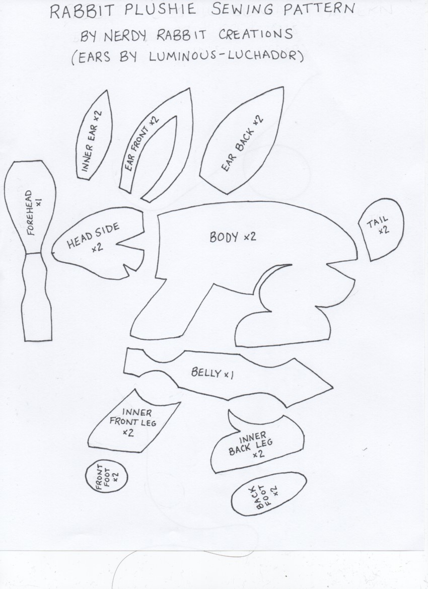 Rabbit Plushie Sewing Pattern by NerdyRabbitCreations on DeviantArt