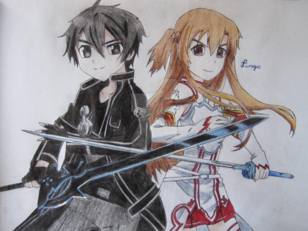 Kirito And Asuna Drawing by lucyheart62902 on DeviantArt