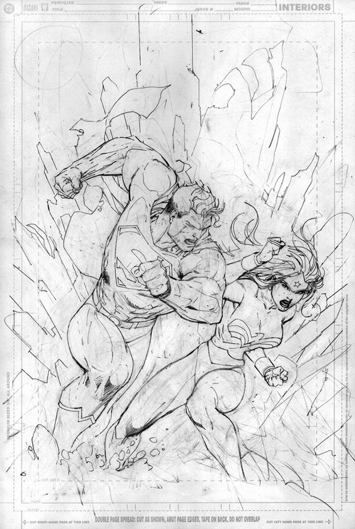 Superman 211 Cover Linework