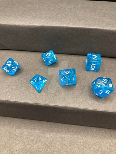 Blue Glitter Polyhedral Dice