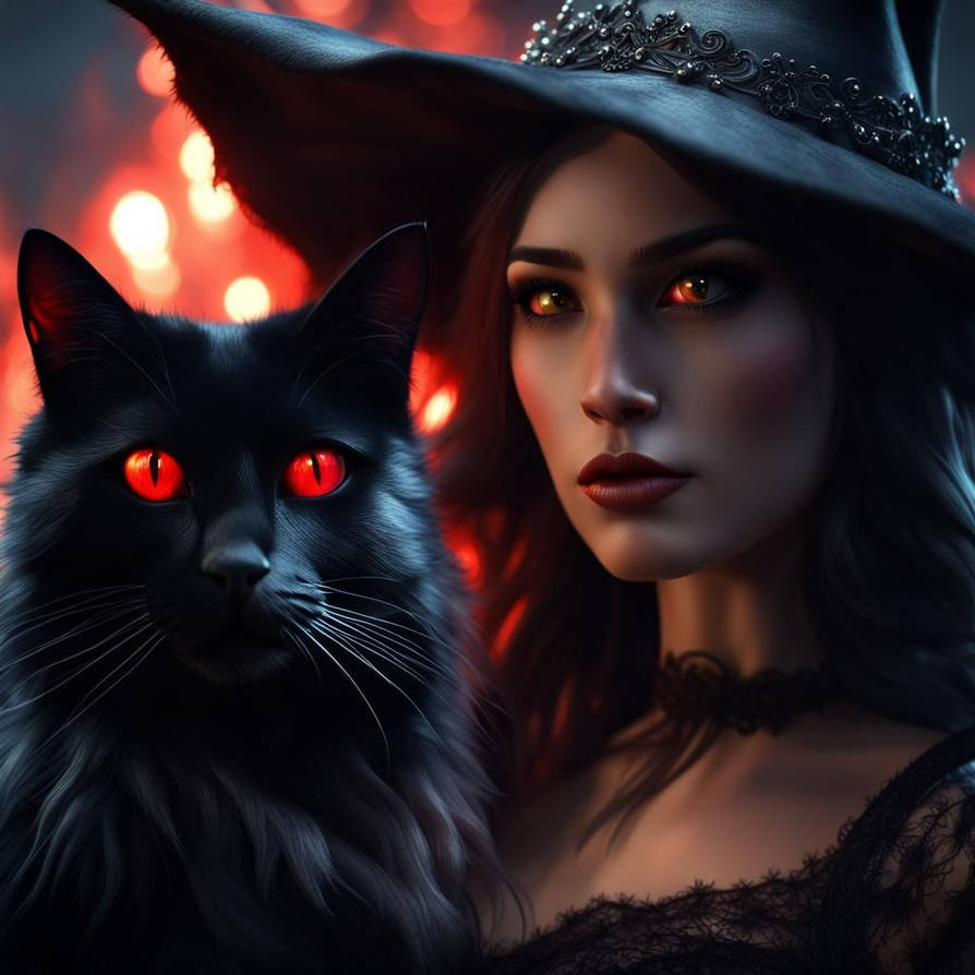 Beautiful Witch And Her Black Cat By MontrealDigital On DeviantArt beautiful-witch-and-her-black-cat-by-montrealdigital-on-deviantart