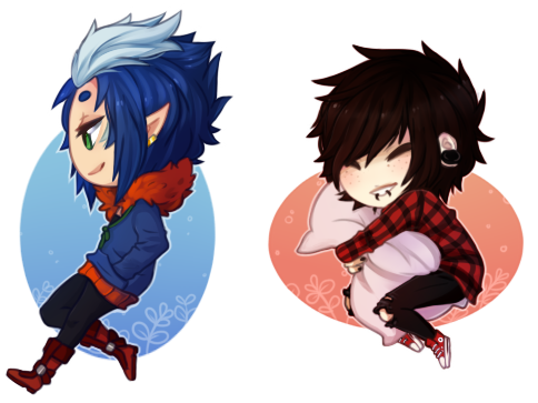 [YCH chibis]  Koneko-urusaki and Ginsuke