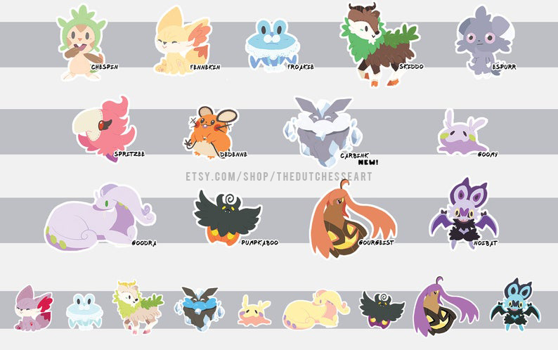 Pokemon Kanto to Kalos Stickers