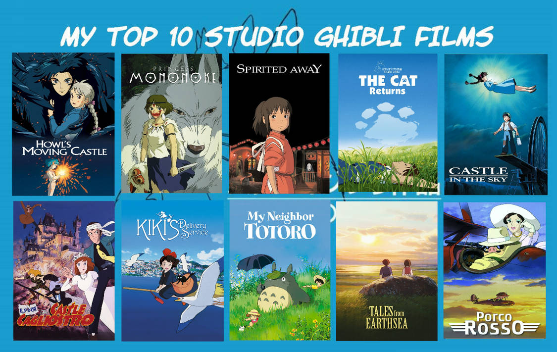 Top 10 Studio Ghibli Films (My List) by NurFaiza on DeviantArt