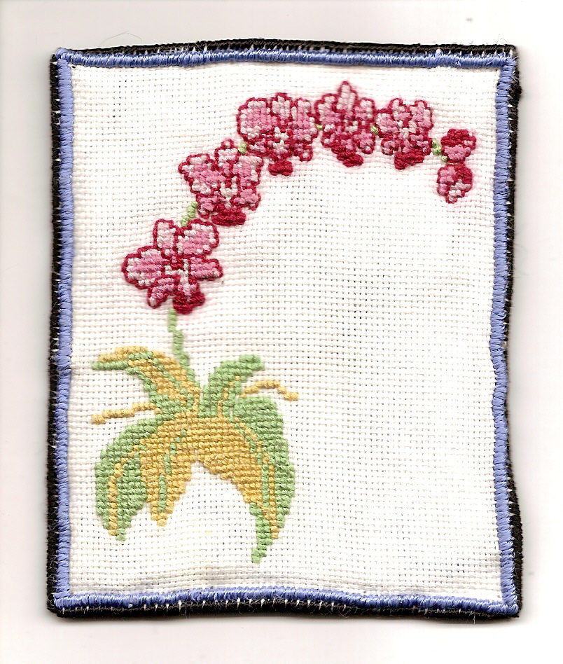 orchid cross stitch finished